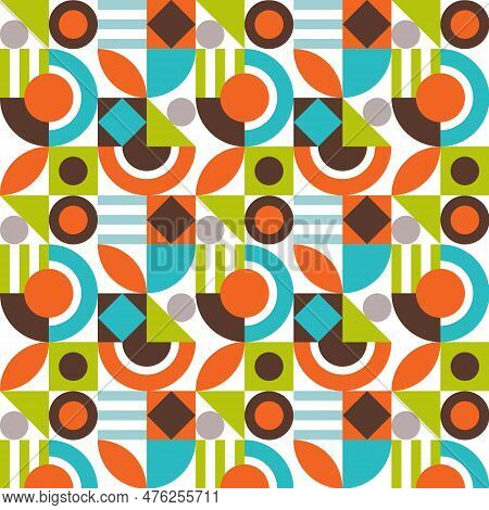 Mid Century Modern Seamless Geometric Pattern For Tablecloth, Oilcloth, Bedclothes Or Other Textile 