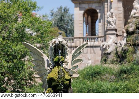 Detail Of The Fountain Designed By Josep Fontserè Inside The Parc De La Ciutadella, Citadel Park, In