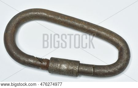 Antique Metal Finish Chain Connecting Link On White Background