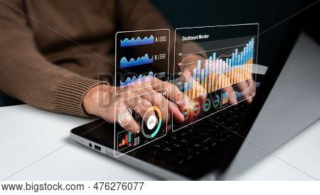 A Businessman Assesses The Marketing, Financial Organization, And Data Management Strategies Used In