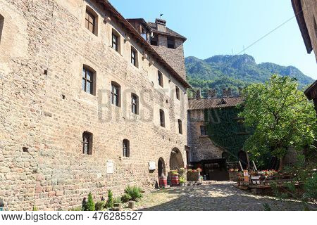 Inner Courtyard Of Runkelstein Castle In Ritten Near Bolzano, South Tyrol, Italy