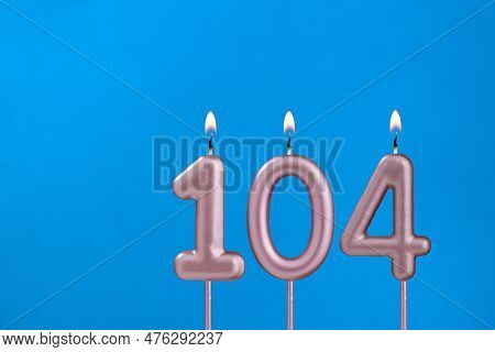 Candle Number 104 - Birthday In Blues Foamy Background