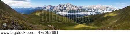 Panoramic View Of The Sexten Dolomites Mountains Or Dolomiti Di Sesto From Carnian Alps Mountains, I