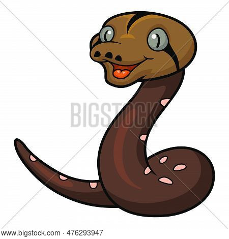 Vector Illustration Of Cute Golden Child Phantom Reticulatus Python Cartoon