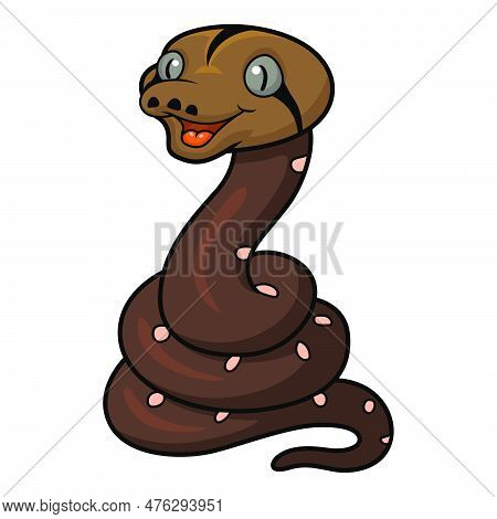 Vector Illustration Of Cute Golden Child Phantom Reticulatus Python Cartoon