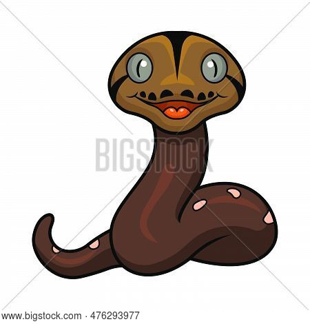 Vector Illustration Of Cute Golden Child Phantom Reticulatus Python Cartoon