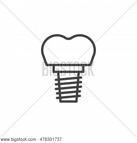 Implant Tooth Line Icon. Linear Style Sign For Mobile Concept And Web Design. Dental Tooth Implant O