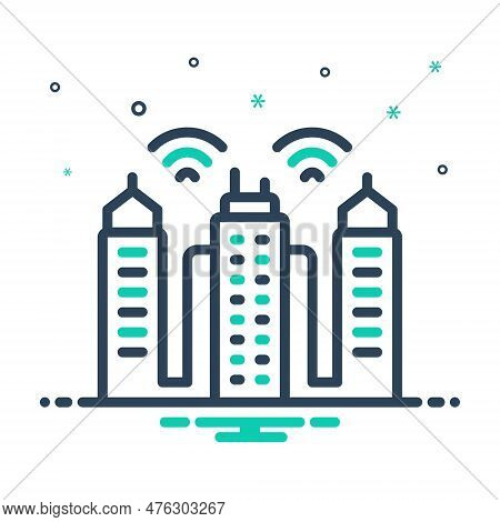 Mix Icon For Smart City Wifi Building Digital Society Urban-area Conurbation Borough Resource-consum