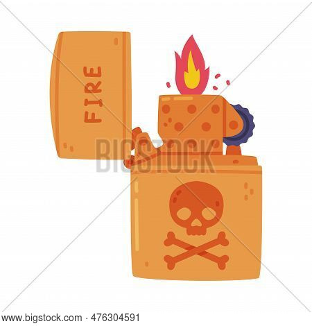Lighter As Portable Device For Igniting Cigarette And Generating Flame Vector Illustration