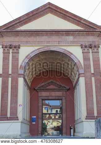 Barcelona, Spain - Dec 27th, 2019: Main Facade Of Catalan Museum Of Archaeology, Barcelona, Spain