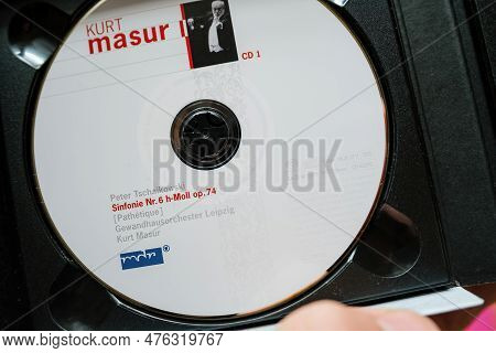 Paris, France - May 11, 2023: A Close-up Of Sacd Super Audio Cd Disk With Kurt Masur With The Sympho