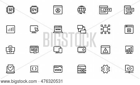 Software Development Icon Collection. Programming Coding Icon Set. Programmer And Developer Symbol
