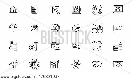 Set Of Fintech Modern Icons. Simple Line Art Style Icons Pack.fintech Simple Concept Icons Set. Cont
