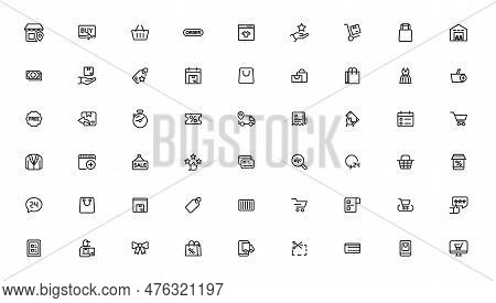 E-commerce And Shopping Icons Outline Vector Template