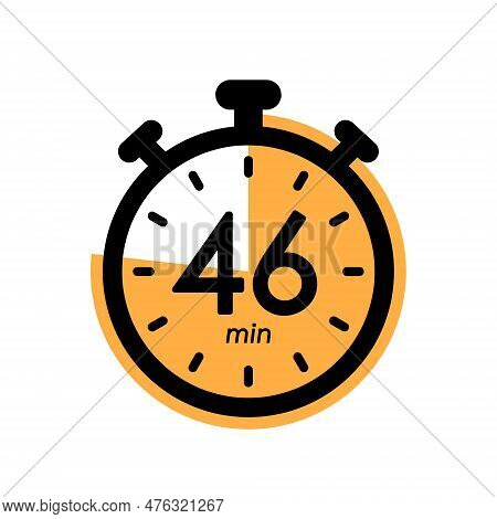 46 Minutes Stopwatch Icon, Timer Symbol, Cooking Time, Cosmetic Or Chemical Application Time, 46 Min