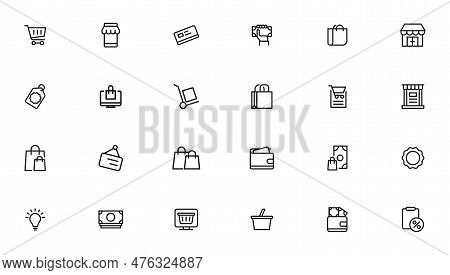 E-commerce And Shopping Icons Outline Vector Template
