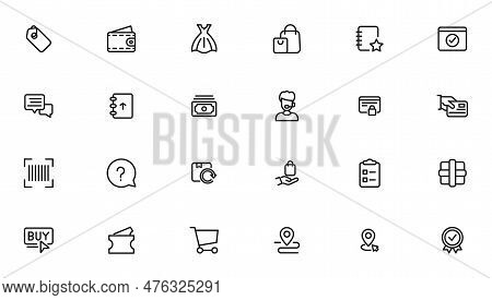 E-commerce And Shopping Icons Outline Vector Template