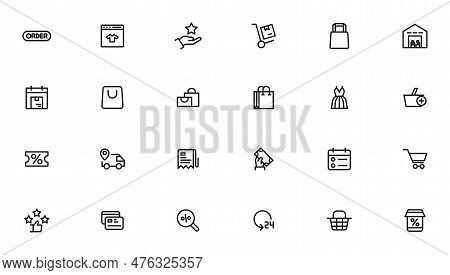 E-commerce And Shopping Icons Outline Vector Template