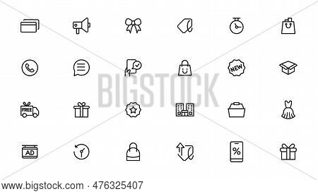 E-commerce And Shopping Icons Outline Vector Template