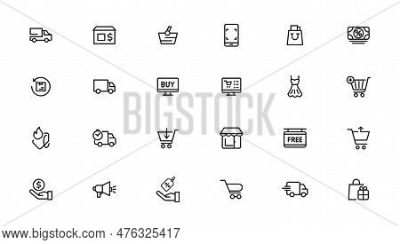 E-commerce And Shopping Icons Outline Vector Template