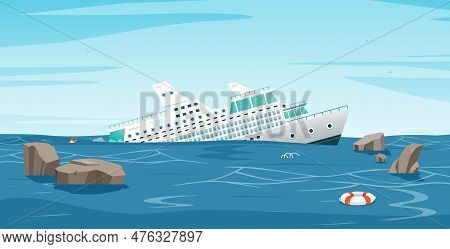 A Cruise Ship Is Sinking In The Middle Of The Sea.