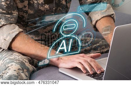 Man Using Laptop Or Smartphone With Chat Gpt Chat With Ai, Artificial Intelligence, System Artificia