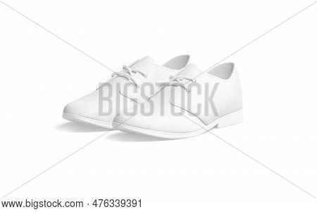 One Pair Of Casual White Shoes With Laces For Walking In The Park
