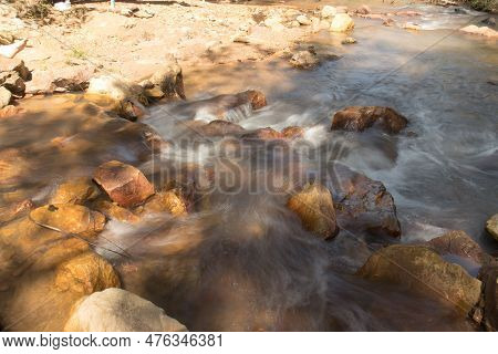 The Small River Known As Rio Dos Goianos That Flows Into The Waterfall Known As Cachoeira Boqueirao 