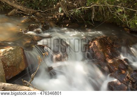 One Of The Smaller Waterfalls At Cachoeira Boqueirao In Paranoa, Brazil, Near Brasilia