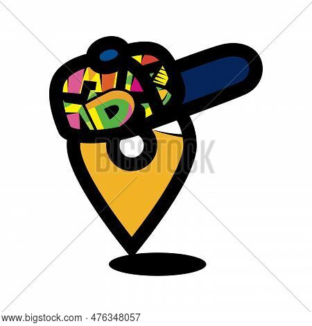 Groovy Place Location Sign With Cool Hop Style Cap