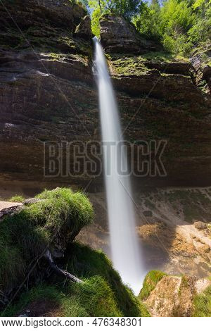Beautiful View Of Pericnik Waterfall In Slovenia