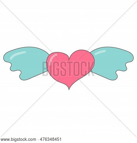 Heart Wings Flying Pink Blue Valentines Day Love Relationship Wedding Element