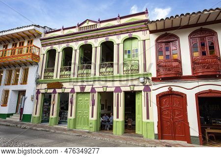 Jerico, Antioquia - Colombia - April 03, 2023. Its Colored Houses, Its Colonial Architecture, Its Mo