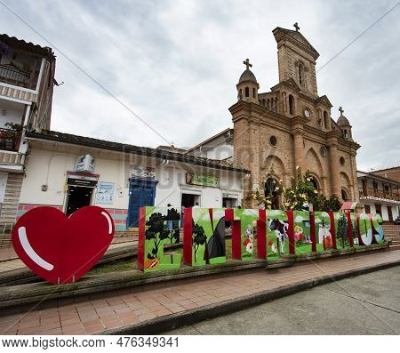 Entrerrios, Antioquia / Colombia - March 5, 2023. The Church Of Our Lady Of Sorrows Is A Colombian T