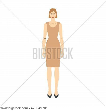 Women To Do Elbow Measurement Body With Arrows Fashion Illustration For Size Chart. Flat Female Char