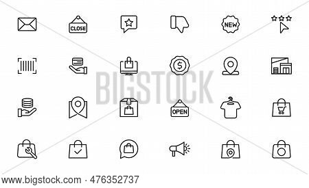 E-commerce And Shopping Icons Outline Vector Template