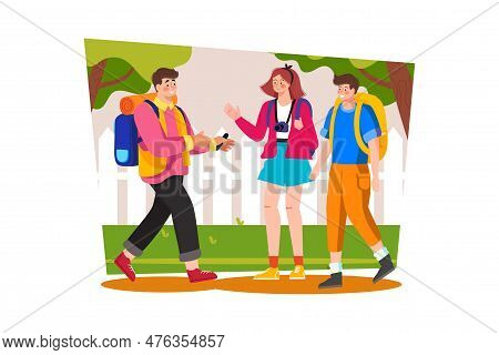 Backpacker Sharing Travel Stories And Experiences With Fellow Travelers.