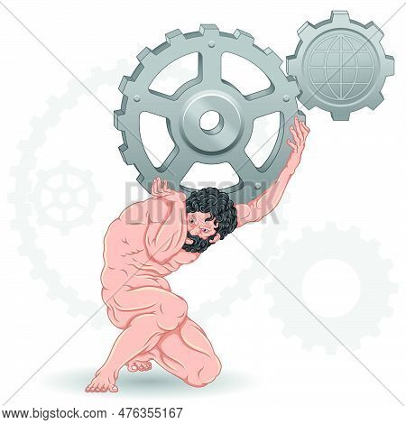 Vector Of Atlas Holding Gears
