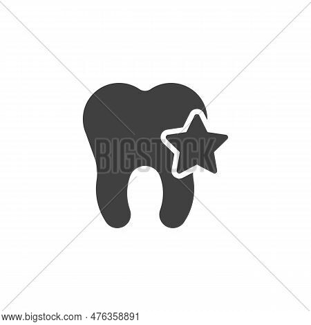 Dental Care Vector Icon. Filled Flat Sign For Mobile Concept And Web Design. Tooth And Star Glyph Ic