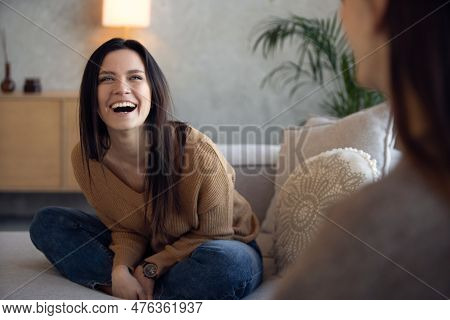 Psychologist Session. A Middle Aged Woman In Therapy With An Woman Psychologist.