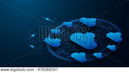 Multiple Cloud Symbol Vector Illustration, 2d Cloud, 3d Cloud, Multi-cloud Work Connected Data.