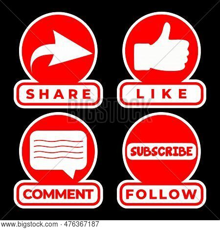 Collection Of Share, Like, Comment And Subscribe Icon Buttons