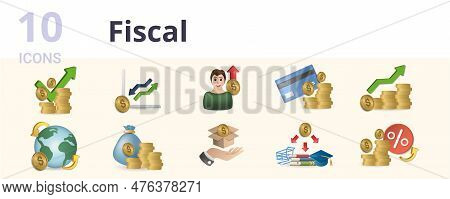 Fiscal Set. Creative Icons: Financial Economic, Fluctuation, Self Investing, Payment Method, Increas