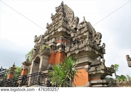 Jakarta, Indonesia-23 April 2023 : Monument Taman Mini Indonesia Indah Bentar Temple