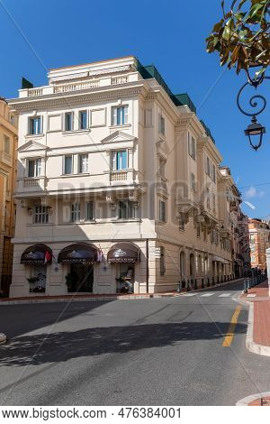 Monaco-ville, Monaco, April 20th 2023:- Streets In Monaco-ville, The Old Town Part Of The Principali