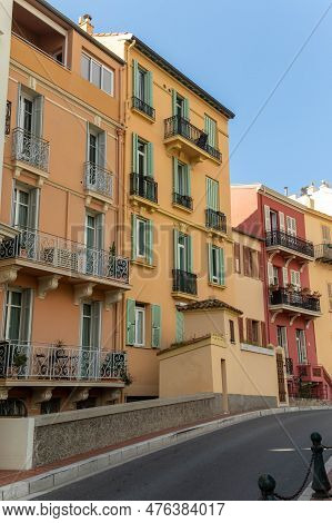 Monaco-ville, Monaco, April 20th 2023:- Streets In Monaco-ville, The Old Town Part Of The Principali