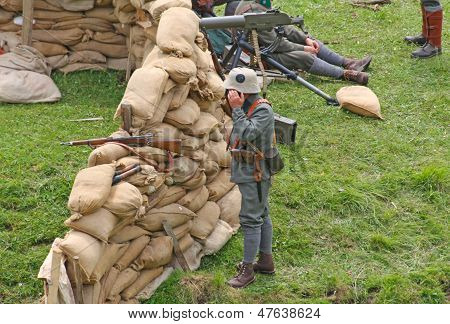 Gallio, Asiago, Vicenza, Italy. 7Th July, 2013, Historical Representation Battle With Soldiers Of Th