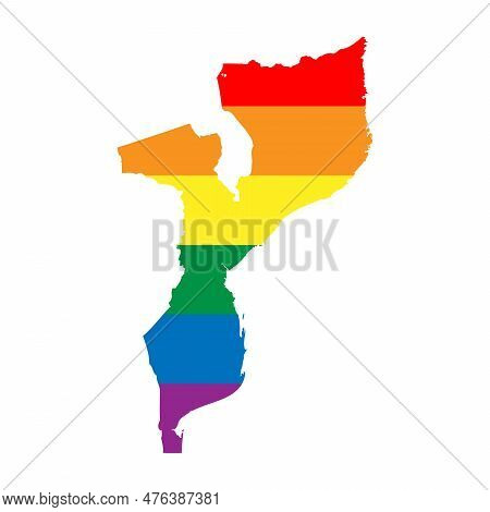 Mozambique Country Silhouette. Country Map Silhouette In Rainbow Colors Of Lgbt Flag.