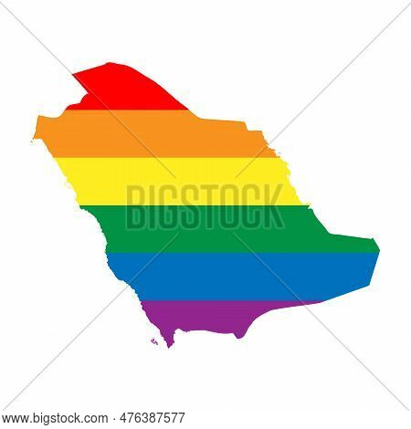 Saudi Arabia Country Silhouette. Country Map Silhouette In Rainbow Colors Of Lgbt Flag.