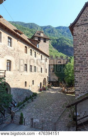 Inner Courtyard Of Runkelstein Castle In Ritten Near Bolzano, South Tyrol, Italy